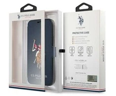 Dėklas „Us Polo Assn“ „US Polo“ USFLBKP12MPUGFLNV „Apple iPhone 12/12 Pro 6,1“ tamsiai mėlynas, knygutė, polo siuvinėjimo kolekcija