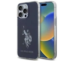 Us Polo Assn US Polo USHCP15XTPUHRBV Apple iPhone 15 Pro Max 6,7" dėklas telefonui mėlynos spalvos Shiny Big Logo