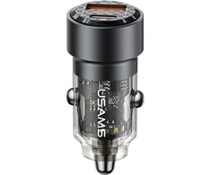 USAMS automobilinis įkroviklis C39 USB+USB-C 60WFast Charge juodas CC208CC01 (US-CC208)