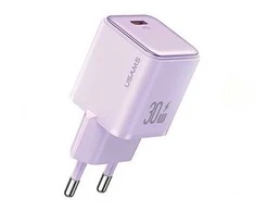 USAMS įkroviklis 1xUSB-C PD30W 3A (tik antgalis) PD3.0 greito įkrovimo violetinė X-ron serijos CC186