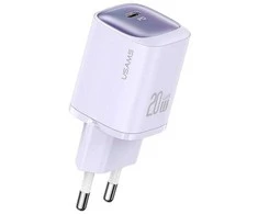 USAMS Laidinis įkroviklis CC248 20W GaN USB-C Fast Charging HC Series violetinės spalvos CC248TC03
