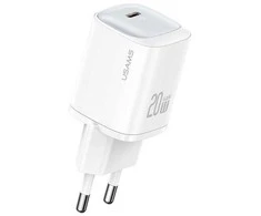 USAMS Laidinis įkroviklis CC248 20W GaN USB-C Fast Charging HC Series baltos spalvos CC248TC02