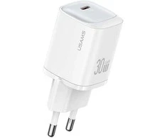 USAMS Laidinis įkroviklis CC251 30W GaN USB-C Fast Charging HC Series baltos spalvos CC251TC02