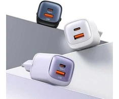 USAMS Laidinis įkroviklis CC254 30W GaN USB-C/USB-A Fast Charging HC Series juodos spalvos CC254TC01