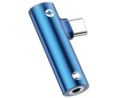 USAMS Adapteris AU07 2w1 USB-C mėlyna/mėlynas USB-C + 3,5mm SJ277TC02 (US-SJ277)