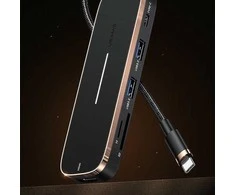 USAMS Adapteris šakotuvas 2xUSB + USB-C + HDMI + Micro SD+SD juodos spalvos SJ575hub01 (US-SJ575)