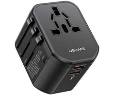 USAMS Adapteris network 2xUSB+1xUSB-C T59 20W4in1 US/AU/EU/UK juodas/juodas CC179TC01 (US-CC179) Univers