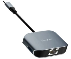 USAMS adapteris USB-C - USB 3.0 + RJ45 prievadas Ethernet pilkas/pilkas TCSJ14601 (US-SJ146)