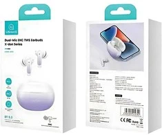 USAMS ausinės Bluetooth 5.3 TWS X-don series ENC belaidės violetinės spalvos BHUENCXD04 (US-XD19)