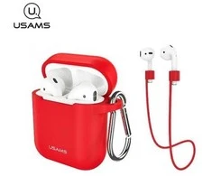 USAMS Dėklas apsauginis dėklas AirPods ausinėms, silikoninis, raudonas/raudonas BH423AP04 (US-BH423)