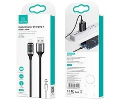 USAMS Braided Kabelis U78 Lightning 1.2m LED 2.4A Fast Charging juodos spalvos SJ543USB01 (US-SJ543)