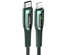 USAMS Braided USB-C į Lightning Smart Power-off 20W PD Kabelis 1.2m dark žalias SJ