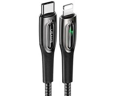 USAMS Braided Kabelis USB-C į Lightning Smart Power-off 20W PD Kabelis 1.2m juodos spalvos/juodos spalvos SJ518USB01 (US)