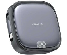 USAMS 3in1 ištraukiamas laidas su dėžute, MicroUSB/USB-C/Lightning, 60W, plienas/tamsus, SJ650USB01