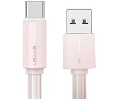 USAMS Kabelis USB-C 3A YU Series 1m USB-C/USB-A rožinės spalvos SJ732USB04 (US-SJ732)