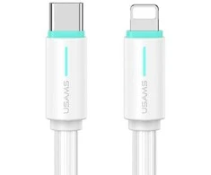 USAMS Kabelis USB-C/Lightning 1m SJ735 30W baltos spalvos YU Series SJ735USB02 (US-SJ735)