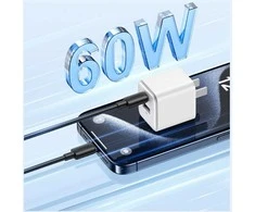 USAMS USB-C į USB-C Kabelis 60W 1mFast Charging YD Series juodos spalvos SJ711USB01(US-SJ711)