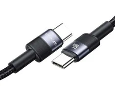 USAMS Kabelis USB-C į USB-C 60W 1.2m greito įkrovimo, plienas/tamsus SJ724USBSG01 (US-SJ724)