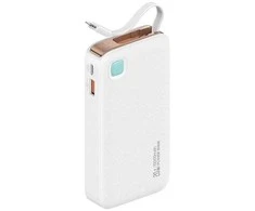 USAMS Powerbank su kabeliu Retractable Lightning 10000 mAh PD 20W Fast Charge XY Series baltos spalvos 10KCD22502 (US-CD225)