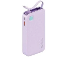 USAMS Powerbank su kabeliu Retractable Lightning 10000 mAh PD 20W Fast Charge XY Series violetinės spalvos 10KCD22503 (US-CD225)