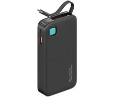 USAMS Powerbank su kabeliu USB-C Retractable 10000 mAh PD 20W Fast Charge XY Series juodos spalvos 10KCD22401(US-CD224)