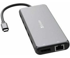 Verbatim Adapteris Hub USB-C – 2xHDMI/DP/ Eternet/6xUSB-A/Jack 3.5mm/2xUSB-C pilkos spalvos 32153