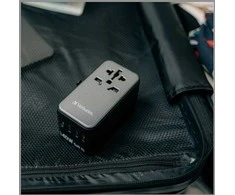 Verbatim kelioninis adapteris EU/UK/US GaN USB-A/3xUSB-C PD 140W UTA-10 juodas 32125