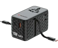 Verbatim kelioninis įkroviklis EU/UK/US GaN 1xUSB-C/1xUSB-A/2xUSB-C PD 70W juodos spalvos 30186
