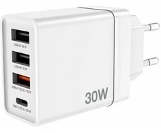 Verbatim 30W Laidinis įkroviklis 3xUSB-A/USB-C PD 3.0 CHR-30EU2 baltos spalvos 49701