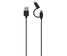 Xqisit kabelis Combo USB A -microUSB/lightning 1.8m juoda/juodas 21250