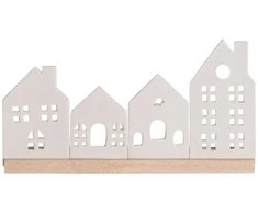 4Living Porcelanowa podstawka pod świeczki miasteczko, 30 x 8 x 16 cm