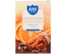 Aura Oranžinis Plauk.žvakutės 6vnt Cinnamon-Oranžinis