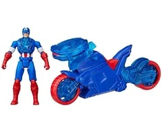 Hasbro AVENGERS Kapitono Amerikos skydus šaudantis motociklas, 10 cm
