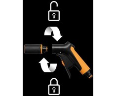 Fiskars „Comfort“ reguliuojamas laistymo pistoletas, su valdymu priekyje
