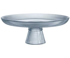 Maku tortinė ant kojelės 30cm, stiklinė, mėlyna