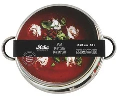 Maku "Basic" puodas su stikliniu dangčiu iš nerūdijančio plieno 10 L 28 cm