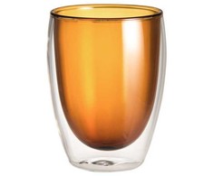Dvigubo stiklo stiklinės 2vnt, 350ml gintaro spalva MAKU