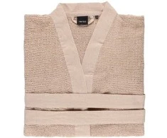 Saunos chalatas RENTO Kenno, smėlio spalvos/baltas, L/XL