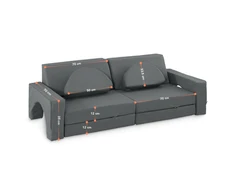 10 dalių modulinė sofa vaikams Eko oda, Pilka
