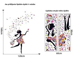 Sienų lipdukas Mergaitė su drugeliais