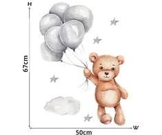 Vaikiškas sienų lipdukas Meškiukas ore su balionais