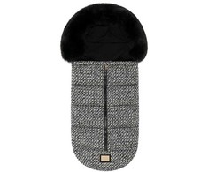 Bjallra of Sweden lopšio / automobilinės kėdutės žiemos vokelis, mova Juodas Tweed
