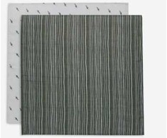 Jollein medvilnės merliukai 70x70cm StripeOlive/Leaf Žalias 2vnt