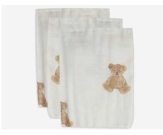 Jollein muslino audinio merliukai 31x31 cm Teddy bear 3vnt