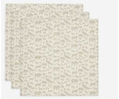 Jollein muslino audinio vystyklų rinkinys 70x70 Animals Olive Žalias 3vnt