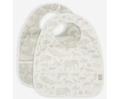 Jollein neperšlampamas seilinukas Bib su kišene Animals Olive Žalias 2vnt.