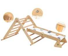 Medinės laipynės rinkinys Moni Toys 3in1 Montessori Pikler Triangle