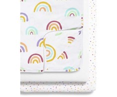 Snuz 3 dalių patalynės komplektas lovytei - lopšiukui Colour Rainbow