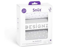 Snuz 3 dalių patalynės komplektas lovytei - lopšiukui Pilkas Spot