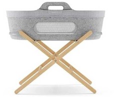 SnuzBaskit lopšys su stovu Light Pilkas/Natural stand